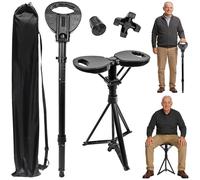 ALEVMOOM Upgraded Walking Stick with Seat, Capacity 440lbs Foldable Shooting Stick for Adults, Portable Seats for Seniors, Easy Carry Stool for Hiking Traveling Camping (Black)