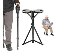 ALEVMOOM Upgraded Walking Stick with Seat, Capacity 550lbs Foldable Shooting Stick for Adults, Portable Seats for Seniors, Easy Carry Stool for Hiking Traveling Camping (Black)