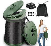 ALEVMOOM XXL Portable Toilet for Camping,880lbs Capacity,19.7" H Adjustable Portable Toilet with 7 Garbage Bags,Porta Potty for Adults,Collapsible Luggable Loo for Camping/Travel/Car/Hiking Green