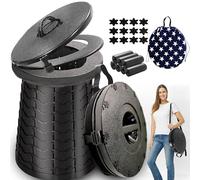 ALEVMOOM XXL Portable Toilet for Camping,880lbs Capacity,19.7" H Adjustable Portable Toilet with 7 Garbage Bags,Porta Potty for Adults,Collapsible Luggable Loo for Camping/Travel/Car/Hiking Black