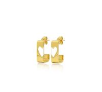 ALEX 14K Gold Heart Cutout Hoop Earrings for Women - Minimalist Rectangular Huggie Studs Hypoallergenic Fine Jewellery Gift (DY-2-1)