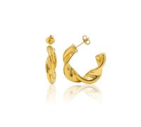 ALEX 14K Gold Twisted Hoop Earrings, Chunky Thick Braided Hoops, Lightweight Hypoallergenic Statement Jewellery for Sensitive Ears (HXW-4-1)