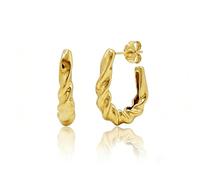 ALEX 14K Gold Twisted Hoop Earrings, Chunky Thick Braided Hoops, Lightweight Hypoallergenic Statement Jewellery for Sensitive Ears (HXW-4-2)