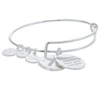Alex and Ani 2"-3.5" Expandable Wire Bracelet with Faith and Cross Pendant Shiny Silver Pendant