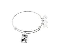 Alex and Ani BEST MOM EVER Expandable Wire Bangle Bracelet for Women, Shiny Silver Finish, 2 to 3.5 in