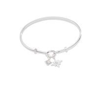 Alex and Ani North Star + Crystal Charm Clip Bangle, 7.25 Inches, Brass, no gemstone