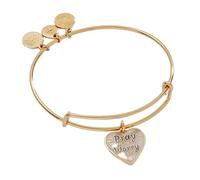 Alex and Ani Pray More Worry Less EWB, Shiny Gold Finish, Purple Charm, 2 to 3.5 in
