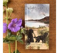 ALEX CLARK 2027 Delightful Dogs Pocket Diary - w y week view planner, organiser, slim hardback cover with colourful ribbon, addresses, appointments, notes, Full Year January 2027 to December 2027