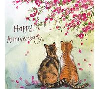 Alex Clark Art Happy Anniversary Cats and Blossom Card