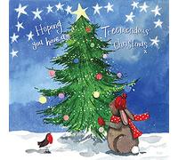 Alex Clark Art Rabbit Christmas Tree Card