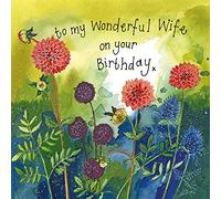 Alex Clark Art Wonderful Wife on your Birthday Dahlia Foil Card