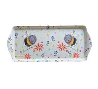 ALEX CLARK Bees and Flowers Medium Melamine Tray - Indoor and outdoor garden use - floral pattern - kitchen serveware gift - food, snacks, tea, drinks tray