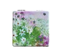 Alex Clark Bees in Summer flowers Compact Mirror - animal design - Floral gifts - Beauty handheld travel mirror - pink and green - magnifiying make-up mirror