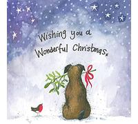 ALEX CLARK Border Terrier Dog and Mistletoe Christmas Card Pack of 5