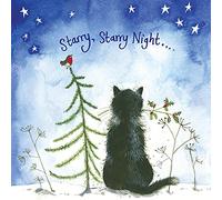 ALEX CLARK Cat and Holly Christmas Card Pack of 5