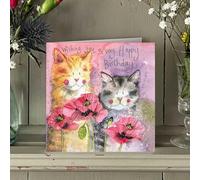 ALEX CLARK Cat and Poppies Birthday Card