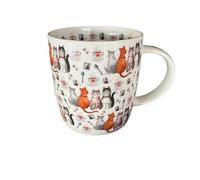 Alex Clark Cat and Tea Mug 400m | New Bone China | Microwave and dishwasher safe | Charming tea-time artwork | Ideal gift for cat lovers and tea enthusiasts