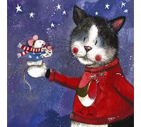 Alex Clark Christmas Jumper Cat and Mouse Christmas Card Pack of 5