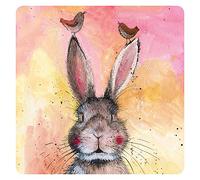 Alex Clark Coaster - Hannah (Single) - Hare - Rabbit - Birds - Colourful - Watercolour Design - Cork Back