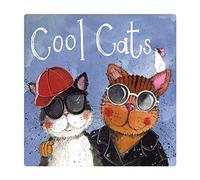ALEX CLARK Cool Cats Fridge Magnet - Funny Felines - Original Artwork - Fridge Magnet for Animal Lovers - Magnetic Art Tile - Gift Ideas - Designed in The UK...