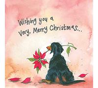 ALEX CLARK Dachshund Dog and Poinsettia Christmas Card Pack of 5