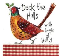 Alex Clark Deck The Halls Pheasant and Holly Little Christmas Card
