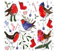 Alex Clark Festive Robins Cards - Box of 8 Christmas cards, xmas card pack, ecofriendly packaging, made in the UK, fun, children cards, robin