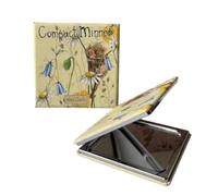 Alex Clark Fieldmouse & Flowers Compact Mirror, Magnifying | 70mm x 70mm; vegan leather, metal and glass; hidden magnetic fastening; illustrated gift box; ideal for handbags and travel