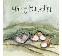Alex Clark Happy Birthday Cat Whiskers Blanket Card - Fine Art - Watercolour - Designed and Printed in UK