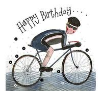 Alex Clark Happy Birthday Cyclist Foil Card - Bike - Cycle - Male - Sports - Greetings Cards - Cards for Birthday - Designed and Printed in the UK