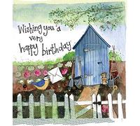 ALEX CLARK Happy Birthday Garden Hut Foil Card