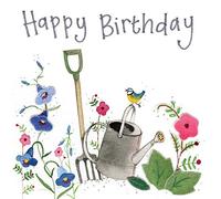 Alex Clark Happy Birthday Gardening Foil Card - Bird - Floral - Card For A Gardener - Nature - Watering Can - Greeting Card - Cards To Celebrate - Designed and Printed in the UK…