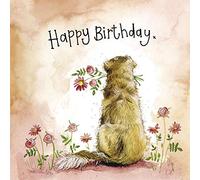 ALEX CLARK Happy Birthday Goldie Card - Dog - Golden Retreiver - Flowers - floral - Greeting Card - Cards To Celebrate - Cards For Her - Designed and Printed in the UK…