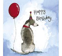 ALEX CLARK Happy Birthday Whippet Dog Card - Canine - Balloon - Card For Dog Lovers - Animal - Greeting Card - Cards To Celebrate - Designed and Printed in the UK…