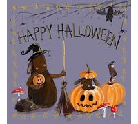 Alex Clark Happy Halloween Woodlands Animals Rabbits Witch Foil Card - trick or treat - cards for children - pumpkins - Halloween cards and gifts