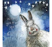 ALEX CLARK Hare and Moon Christmas Card