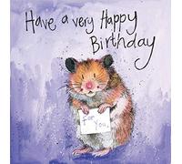 Alex Clark Hector The Hamster Birthday Card - Happy Birthday Card - Watercolour - Designed and Printed In UK