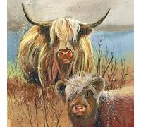 Alex Clark Highland Cows Blank Card - Fine Art - Scenic - Portrait - Animal - Greetings Cards - Cards for Birthday - Card For All Occasions - Designed and Printed in the UK