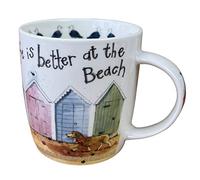 Alex Clark Life is Better at The Beach Dog Mug - Seaside Theme - Original Artwork - Cup for Animal Lovers - Gift Ideas - Perfect for Coffee & Tea - Vegan Friendly - Designed in The UK...