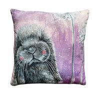 ALEX CLARK Misty Rabbit Cushion - Decorative Pillow -Bunny - Flowers - Wildlife Artwork - Designed In The Uk...