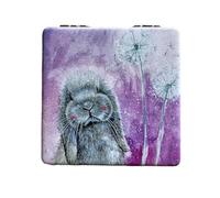 Alex Clark Misty the Rabbit Compact Mirror - animal bunny gifts - Beauty handheld travel mirror - purple - magnifying make up mirror
