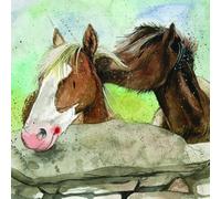 Alex Clark Over The Wall Horse Fridge Magnet - Horses - Equestrian - Farm - Original Artwork - Fridge Magnet for Animal Lovers - Magnetic Art Tile - Gift Ideas - Designed in The UK...