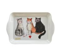 ALEX CLARK Three Cats Small Melamine Tray - servewear kitchen - indoor and outdoor garden use - food drinks snacks tray - cat lover gifts - moggies