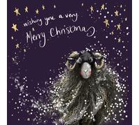 Alex Clark Wishing you a Merry Christmas Sheep in the Snow Foil Card