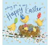 Alex Clark Wishing you a very Happy Easter Foil Card - Chicks and Eggs