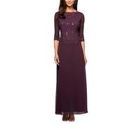 Alex Evenings Women's 3/4 Sleeve Stretch Lace Bodice Mock One Piece Gown