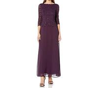 Alex Evenings Women's 3/4 Sleeve Stretch Lace Bodice One Piece Mother of The Bride Dress (Petite and Regular Sizes) Special Occasion, Deep Plum, 22