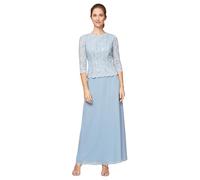 Alex Evenings Women's 3/4 Sleeve Stretch Lace Bodice One Piece Mother of The Bride Dress (Petite and Regular Sizes) Special Occasion, Sky, 18