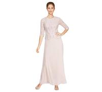 Alex Evenings Women's 3/4 Sleeve Stretch Lace Bodice One Piece Mother of The Bride Dress (Petite and Regular Sizes) Special Occasion, Shell Pink, 16