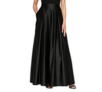 Alex Evenings Women's Full Length Formal Maxi Skirt, Perfect for Special Evening to Party Guest (Petite and Regular Sizes), Black Satin Pleated, XL